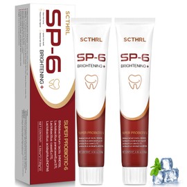 SP-6 Probiotic Whitening Fluoride Free Toothpaste, Upgraded Formula | Ultra Brightening | Gums & Enamel Repair | Mint Flavor | Removes Stain & Plaque | Sensitive Teeth Protection