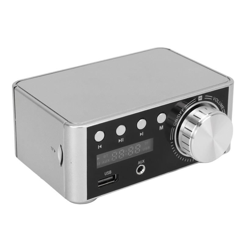Bluetooth Amplifier Silver Mini Bluetooth 5.0 Digital Amplifier HiFi Stereo