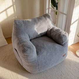 MAXYOYO Tufted Bean Bag Chair, Boucle Bean Bag Sofa, Living Room Bean Bag Chair for Adults Kids, Accent Chair for Reading, Grey XX-Large