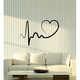 Vinyl Wall Decal Romantic Heart Valentine's Day Heartbeat Pulse Love Stickers (4417ig) Black