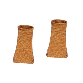 Operitacx 2pcs Rustic Woven Flower Basket Natural Vintage Rattan Vase Pen Organizer Decorative Flower Pot Desk Storage Home Decor