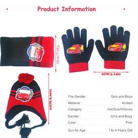 Warm Headgear for Children, Winter Warm Hat, Scarf Gloves Set, Children's Winter Hat, Scarf Gloves Set, Warm Knitted Thickened Hat, Scarf Gloves Set for Years, Boys and Girls, black and red