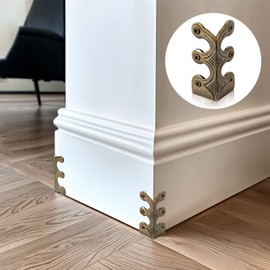 XANRONKJ 8 Pcs 1.89 x 1 Inch Brass Skiffers Baseboard Corner Protectors (Bronze)