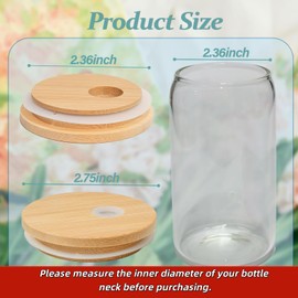 TERESRY 6 Pack Bamboo Lids with Straw Hole, 2.75 Inch/70mm Wooden Lids for 16oz Beer Can Cups & 20-24oz Glass Cups