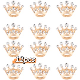 Small Crown Brooch pins for women fashion Rhinestone Gold Silver Crown Brooch for men (12PCS Gold)
