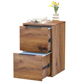 LUCYPAL 2-Drawer File Cabinet,Wooden Drak Brown File Cabinets for Letter Size,Under Desk Filing Cabinet with Hanging Bars for Home Office,Vertical Filing Storage,Assembly Required