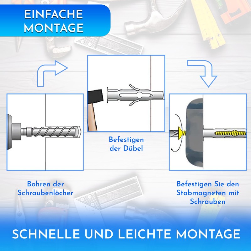 Magnetic Strip Tool 4 Pieces 33 cm x 5 cm