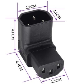 AAOTOKK 90 Degree Upward Tilted IEC C13 Female to IEC C14 Male PDU 3-Pin Sockets Extension Converter, Suitable for Computer LED HDTV Displays, etc. (Up/2 Pieces)