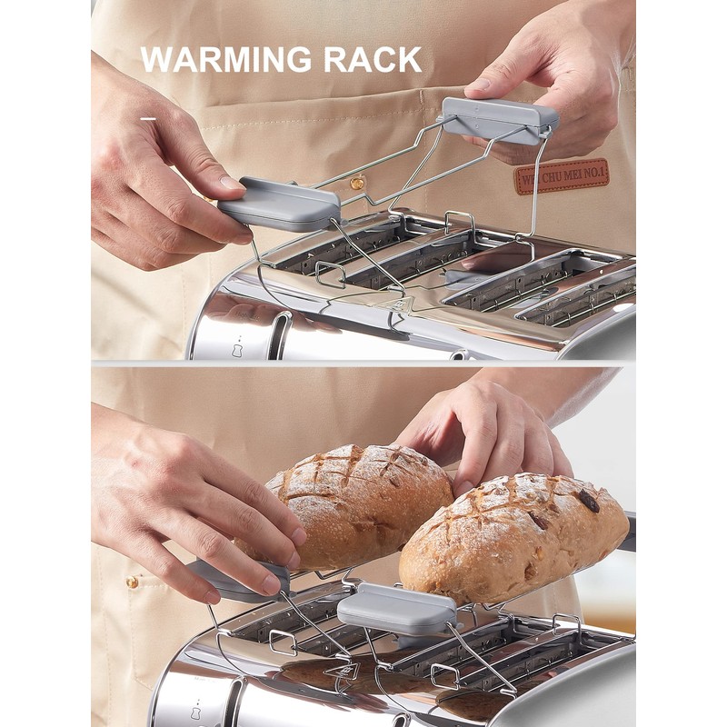 Toaster 4 Slice, Extra Wide Slots, Stainless Steel with High