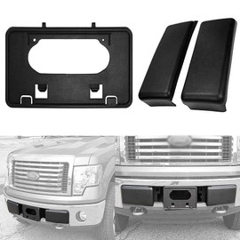 Front Bumper Guards Pads & License Plate Frame Bracket Set Replacement for 2009-2014 Ford F150 9L3Z17E810B 9L3Z17A385A