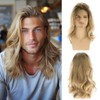 Baruisi Long Blonde Wigs for Men Synthetic Layered Wavy Cosplay