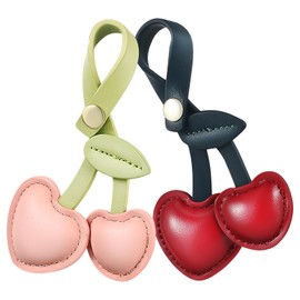 LIFKOME 2pcs Leather Cherry Bag Charms Cute Cherry Keychain Fruit Pendant Cherry Model Car Key Holder for Purse Handbag Bag Hanging Decor
