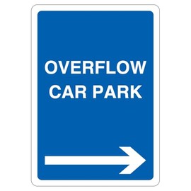 V Safety Overflow Car Park - Blue Arrow Right 210 x 297 mm (A4) - 3mm Reflective Aluminium Composite Safety Sign