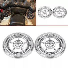 Unbranded Rear Chrome Speaker Trim Grill Cover Set For Harley Touring Electra Street Glide