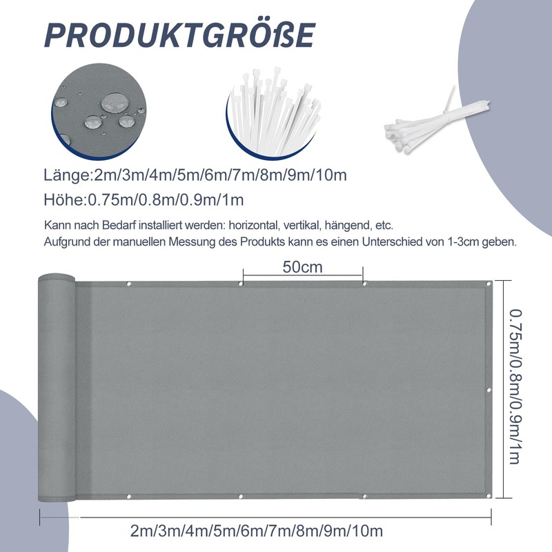 HENG FENG Polyester Balcony Privacy Screen, Cover, Panelling, Wind and