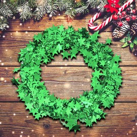 MOUMOUTEN Star Tinsel Garlands, 7.5m Star Shaped Tinsel Garland Decor for Christmas Trees Party Home Birthday Festive Decorations (Green)
