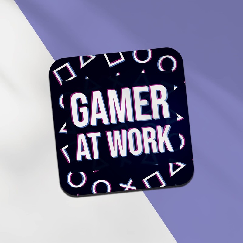 Square Single Coaster - Gamer At Work Game Gaming Kids