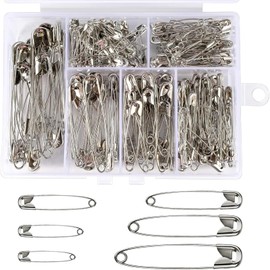 ZSNZCTX Safety Pins, 250Pcs Premium Safety Brooches Pins, Assorted Sizes Sewing Brooches with Storage Box for Home Office Clothes Label Sewing Jewelry Making, Silver