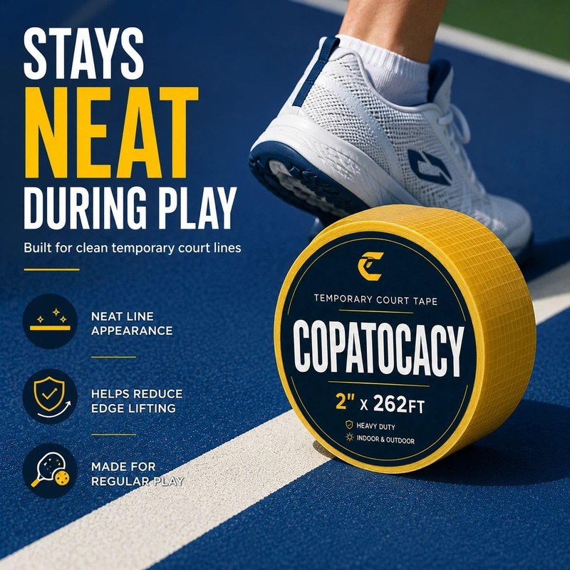 Copatocacy Pickleball Court Tape, 2 in x 262 ft, Temporary