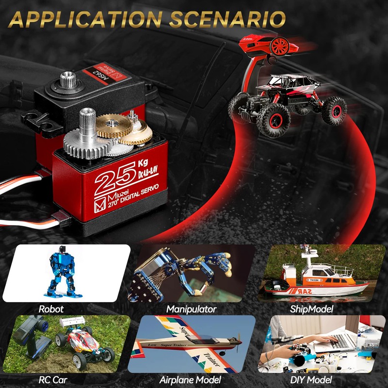 25KG High Torque RC Servo, Miuzei Waterproof Servo Motor Compatible