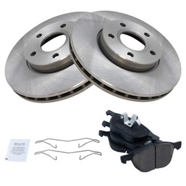 TRQ Front Brake Pad & Rotor Kit Brake Pads Brake Rotor Ceramic Compatible with 2013-2018 Ford C-Max 2012-2018 Focus 2012-2013 Volvo C30