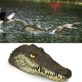 Yulejo Pond Floating Alligator Head Decoy Pool Accessories 12.6 Inches Outdoor Pools Float Fake Alligator Head Crocodile Heads Decoy for Goose Heron Duck Control Garden Patio Accessories