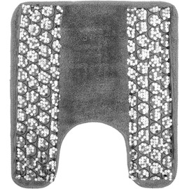 Zahari Home Sinatra Bath Rug Contour Contemporary Decorative Beautiful Design Size 24" x 21", Silver