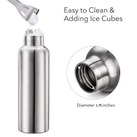 Gteller Stainless Steel Vacuum Insulated Water Bottle 34/25/20/17/12oz 18/8 for Hot and Cold Drinks, Double Walled, Leak Proof (Silver(12oz))