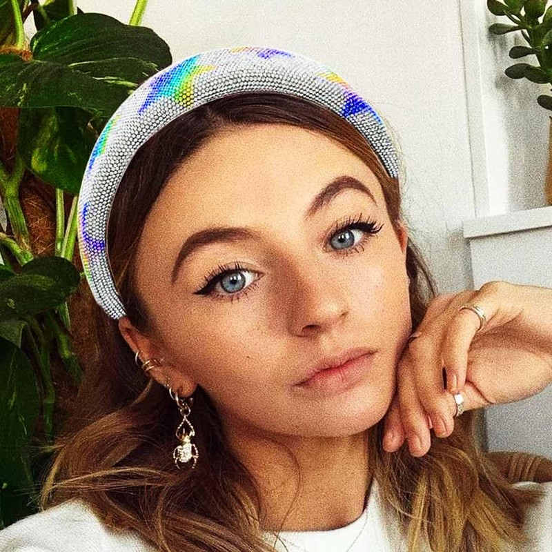 Sinalty Silver Rhinestone Headbands Crystal Diamond Bling Headband Velvet Padded