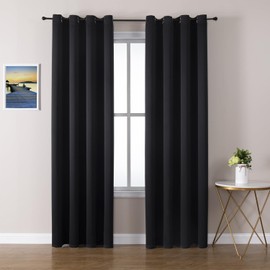 ChrisDowa Blackout Curtains 108 Inches Long 2 Panels Set for Living Room, Grommet Thermal Insulated Room Darkening Curtains for Bedroom (Black, 52 x 108 Inch)