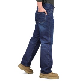 KONRECO FR Jeans for Men Flame Resistant 14oz Heavy Duty Denim Pre-Washed Relaxed FR Pants