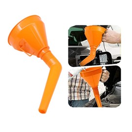 Hsthe Sea Universal Funnel, Funnel with Flexible Tube, Oil Filling Funnel with High Overflow Rim, Removable Filling Nozzle, Oil Funnel With filter, Orange