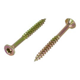 Pack of 200 Torx Chipboard Screws 4.0 x 70 mm - Yellow Galvanised - Partial Thread/Torx/Universal Screws