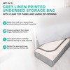 LIVIVO 2pack Grey Linen Printed Zipped Underbed Storage Bag Organiser