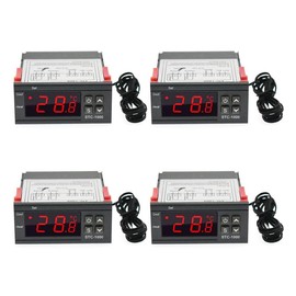 4PCS STC-1000 Digital Temperature Controller AC 10A 110V-220V Digital LED Temperature Controller Heating Cooling Centigrade Thermostat 2 Relays Output with NTC Sensor Probe (24V)
