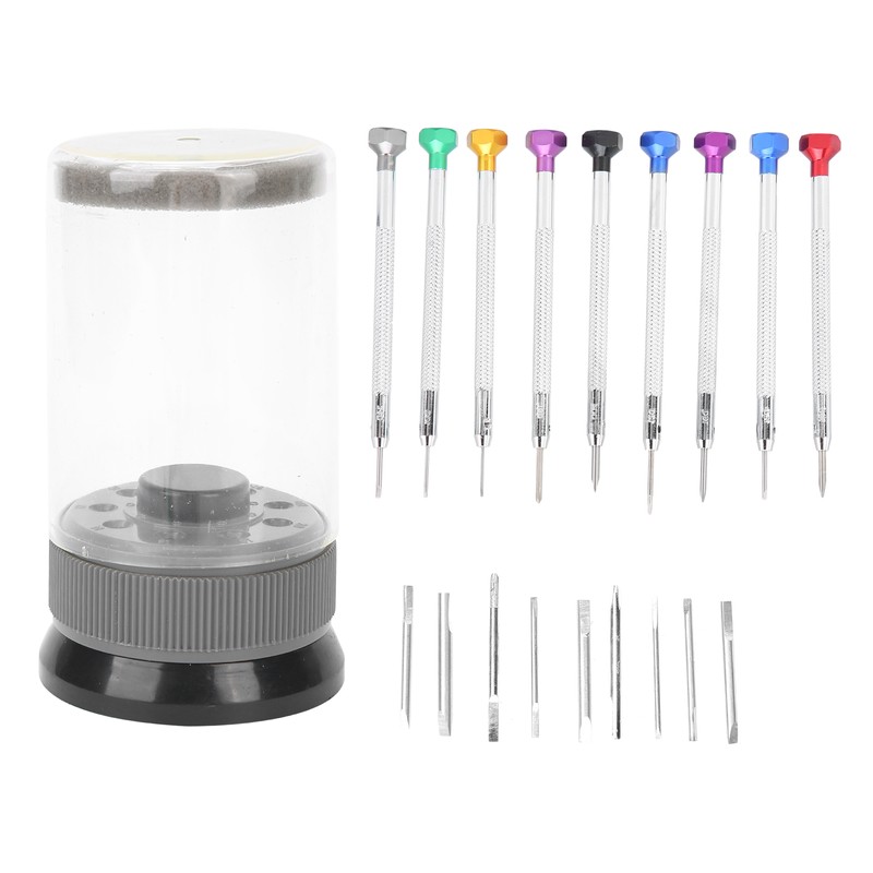 9pcs Screwdriver Set Flathead CrossHead Screwdrivers Kit with Rotating Base