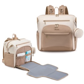 LOVEVOOK Diaper Bag Backpack, Baby Bag with Changing pad, Waterproof Diaper Backpack for Mom Dad, cute Mommy Bag for Boy and Girl, Travel Essential Baby Registry Shower, Beige-Khaki