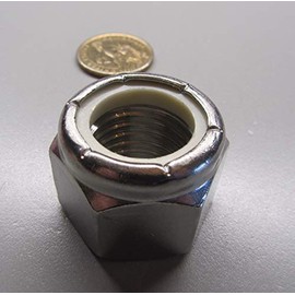 18-8 Stainless Steel Nylon Insert Hex Nut 7/8"-9 Thread x 1-1/4" W x 63/64" H 2 Pcs