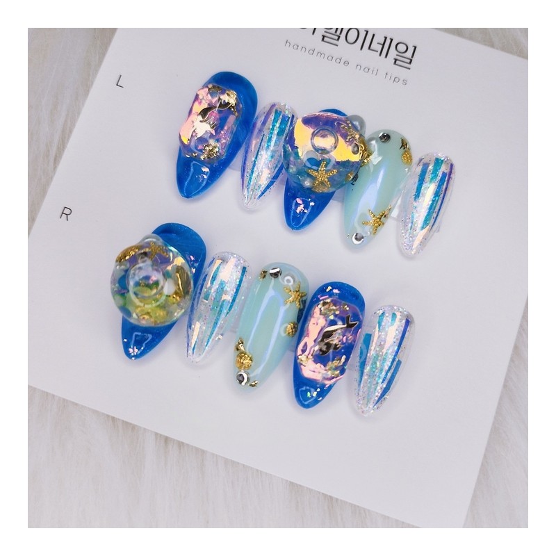 Summer in a nail under the sea aqua ball nail