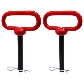 SWZHAI 1/2 inch Trailer Hitch Pin and Clip, 1/2 x 3-5/8 inch Tractor Towing Hitch Pins Red Handle, Trailer Gate Pin for Tractors, Towing RV, Golf Cart, 2 Pack (1/2 x 3-5/8)