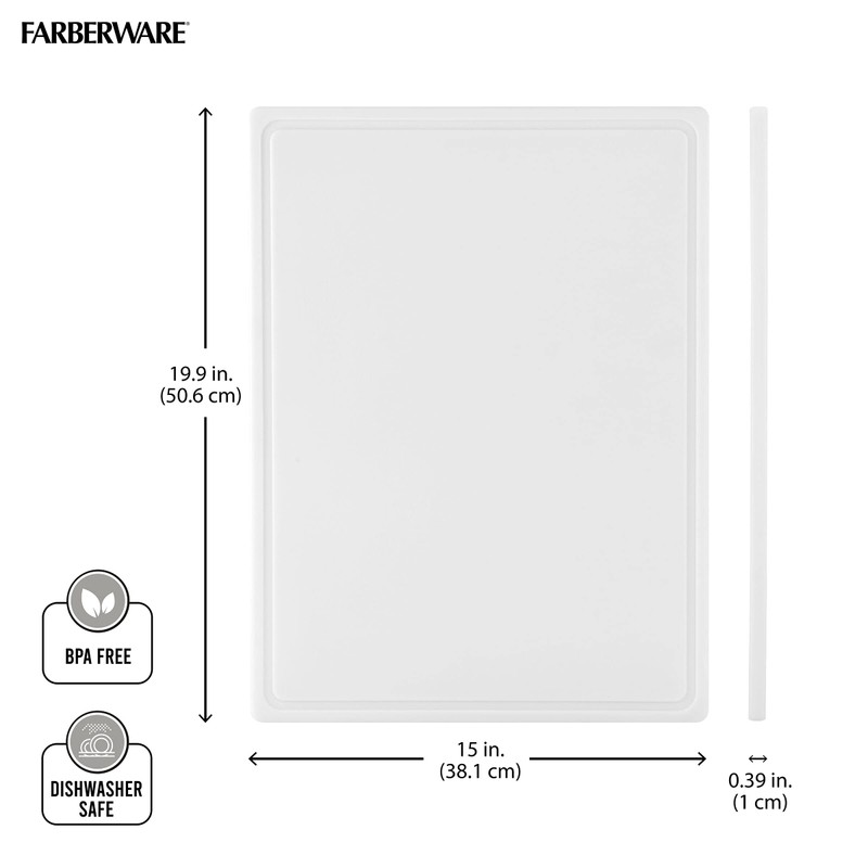 FARBERWARE Extra-Large Plastic Cutting Board, 15x20 Inch Dishwasher-Safe Chopping Board