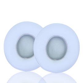 ACCIUK Headphone Replacement Ear Pad Cover Compatible with Beats by Dre Solo3 Solo2 Wired Wireless Headphones Protein Leather Memory Foam Headphone Cushion Ear Muffs-White