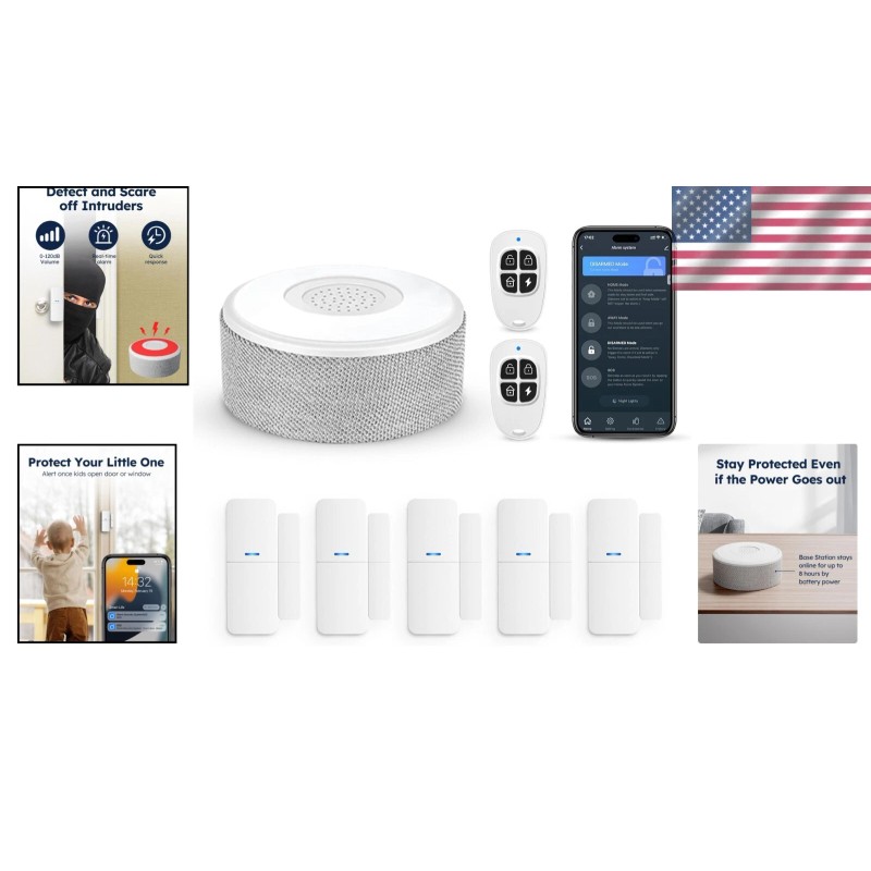 Tolviviov 8pcs WiFi Smart Door Window Alarm System DIY Wireless