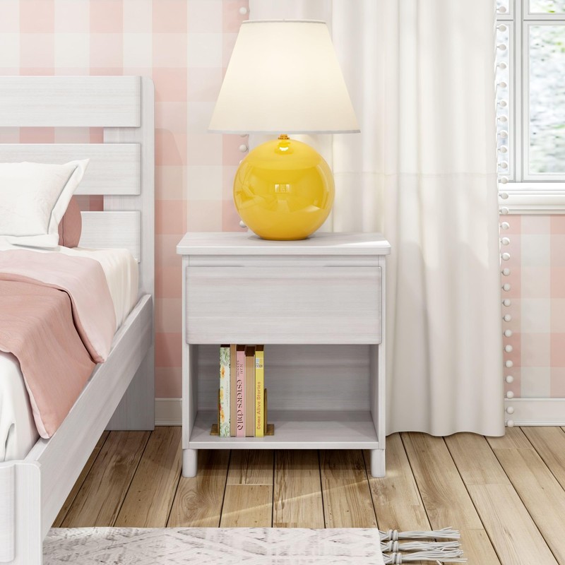 Max & Lily Farmhouse 1 Drawer Nightstand, Whitewash