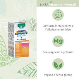ESI, Multicomplex Potassio+Magnesio, Integratore Alimentare Multiminerale, Contribuisce a Ridurre Stanchezza e Affaticamento Fisico, Restituisce Energia, Senza Glutine e Vegano, 90 Ovalette