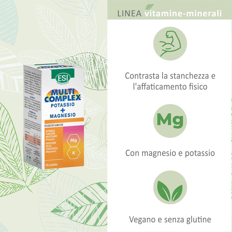 ESI, Multicomplex Potassio+Magnesio, Integratore Alimentare Multiminerale, Contribuisce a Ridurre Stanchezza