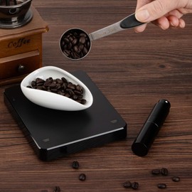 UTEMAN Coffee Bean Dosing Cup And Spray Bottle Set/Espresso Accessories/Coffee Bar Accessories dosing cup/Coffee Lovers Gift Ideas (White), 13x13