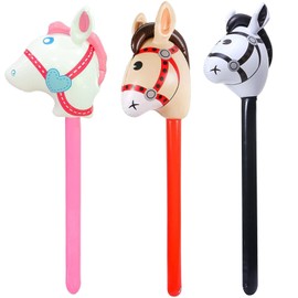 Pack of 3 Horse Head Rod Toy, Inflatable Horse Balloons, Birthday Inflatable Horse Balloons, Birthday Party Decorations