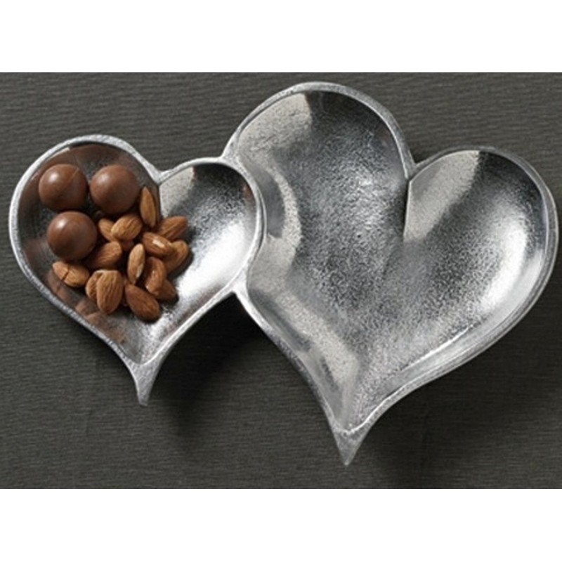 Dos corazones entrelazada Bandeja para servir con textura Aluminio 30,5