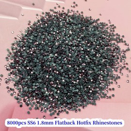 Hotfix Rhinestones,8000pcs SS6 1.8mm Flatback Hotfix Rhinestones Round Crystal Glass Rhinestones for Crafts Clothes Shoes Shirts Cups Decoration(Light Purple)